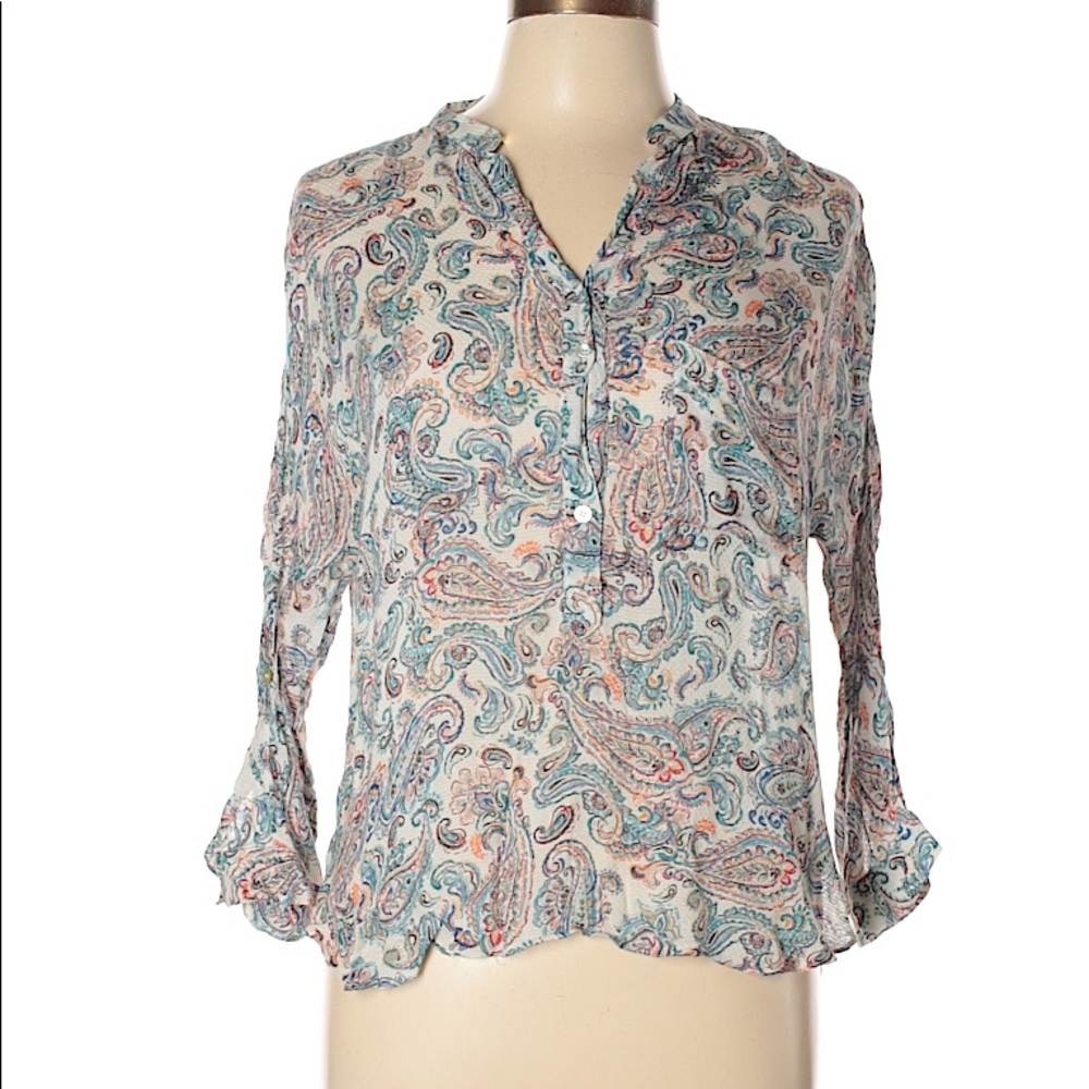 NWT Zara Paisley Asymmetrical Blouse top
